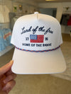 Land of the Free Embroidered USA Rope Trucker Hat - WHite