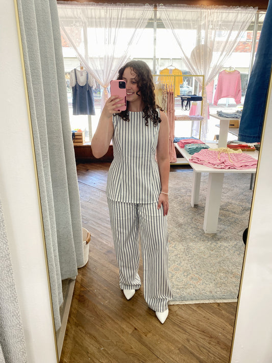Sailor Stripe Trousers - White/Navy