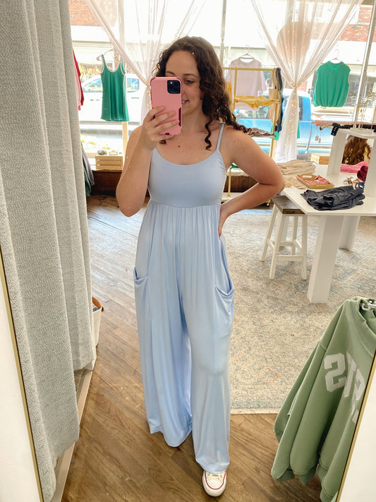 Lori Wide Leg Jumpsuit - Mist Blue