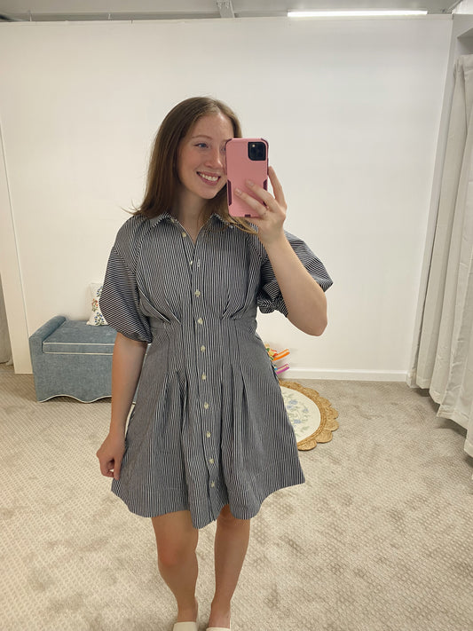 Briar Striped Pleated Waist Mini Dress