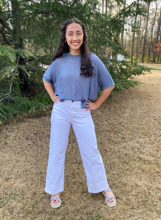 Blakely High Rise Cuffed Jean - White