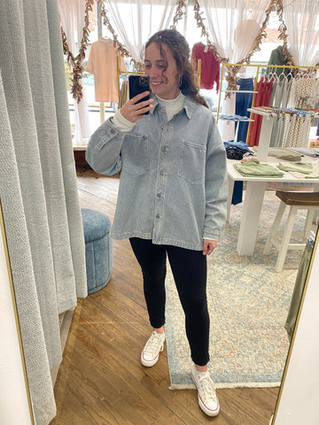 Beverly Striped Print Denim Jacket