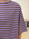 Casey Oversized Stripe Boyfriend Tee - Violet/Brown