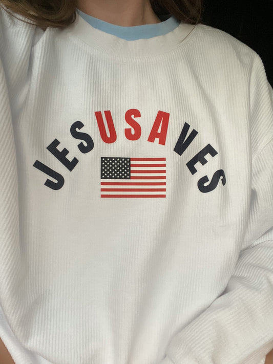 Jesus USA Corded Sweatshirt - White