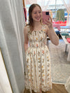 Maddie Floral Sleeveless Maxi Dress - Gold