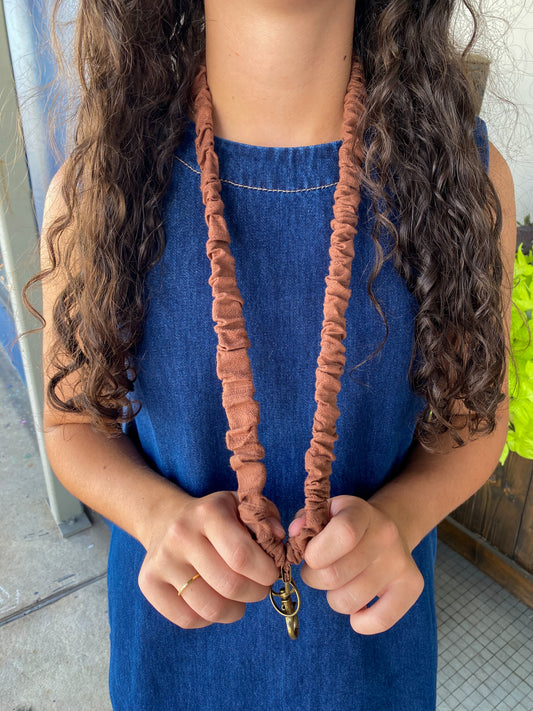 Madalynn Light Brown Textured Lanyard