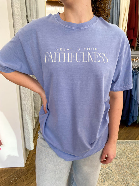 Great is Your Faithfulness Tee - Washed Denim
