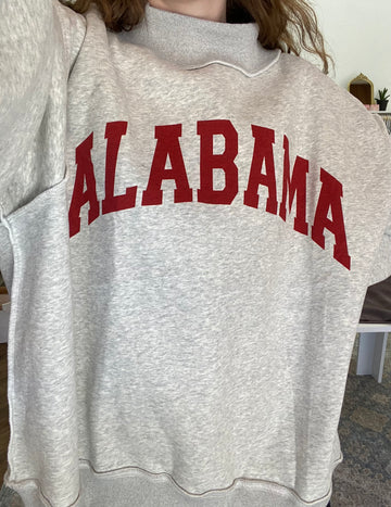 "Alabama" and "AL" Reversible Sweatshirt - Heather Grey