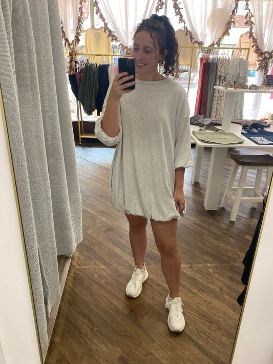 Nikki Bubble Hem Mini Dress - Ash Gray
