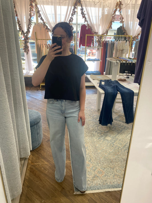 Blair Cuffed Sleeve Top - Black