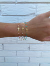 Sadie Dainty Cross Bracelet with White Color Dots