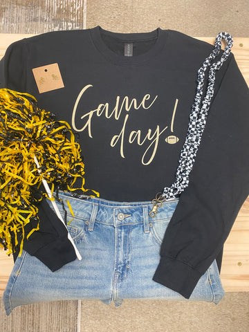 Subtle Glitter "Game Day!" Sweatshirt - Black