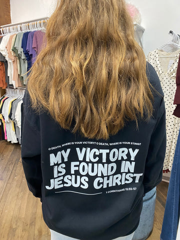 Victory in Jesus Sweatshirt - Black