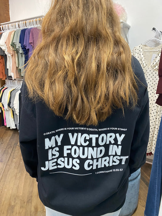 Victory in Jesus Sweatshirt - Black