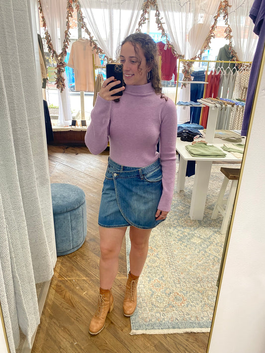 Katrina Turtle Neck Top - Lavender