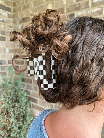 Dani Checkered Claw Clip - Black/White