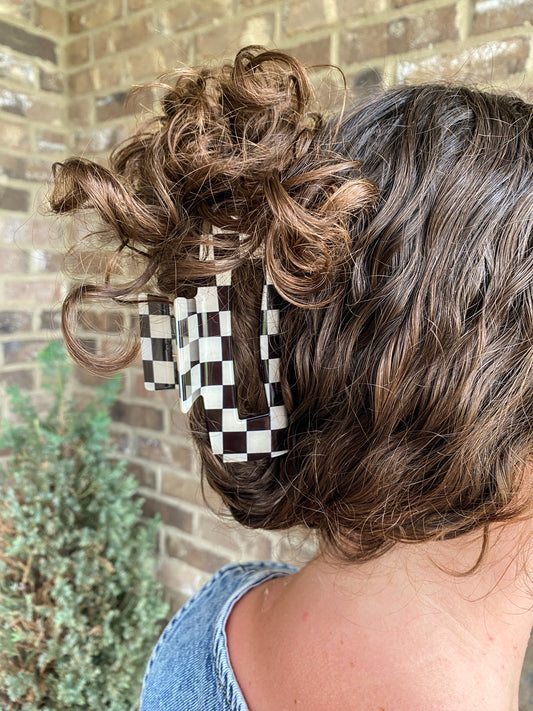 Dani Checkered Claw Clip - Black/White