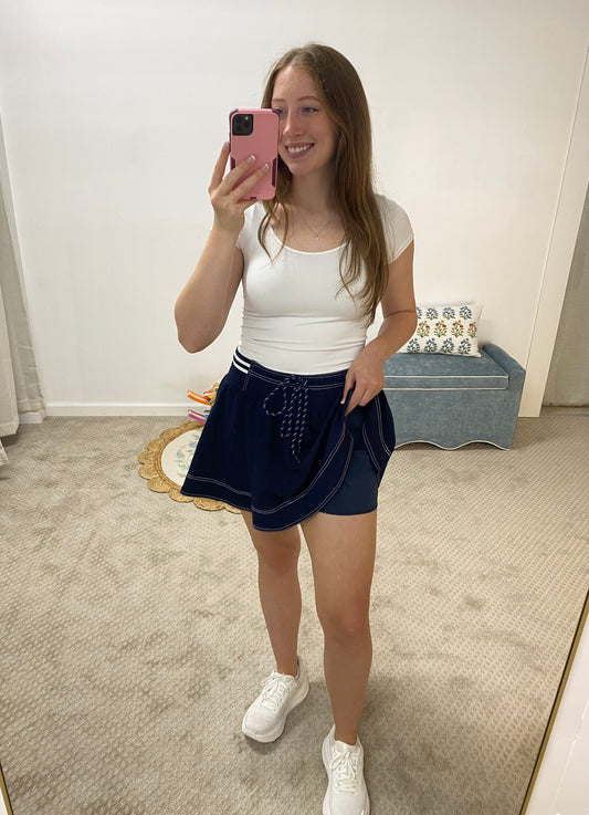 Heidi High Waist Mini Skort - Navy