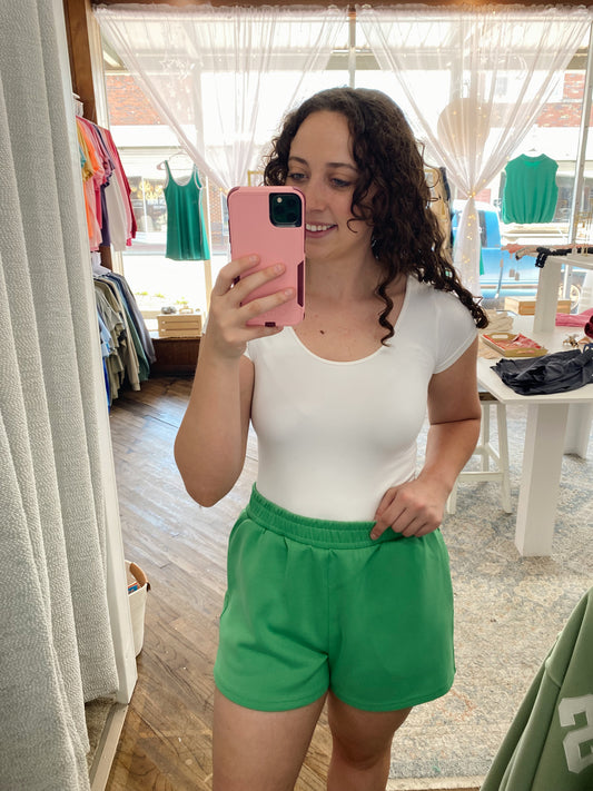 Joanne Scuba Lounge Shorts - Green Pop