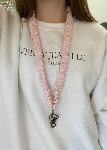 Madalynn Pink Textured Scrunchie Lanyard