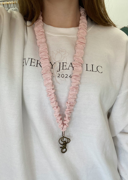 Madalynn Pink Textured Scrunchie Lanyard