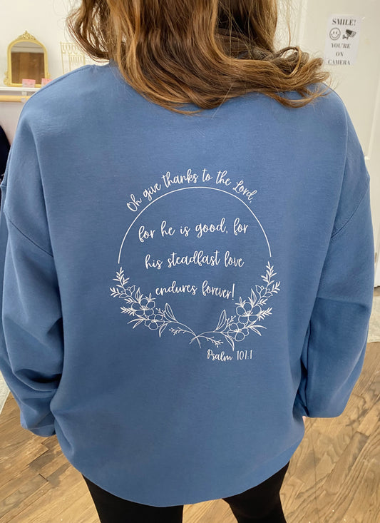 Thankful Sweatshirt - Indigo Blue