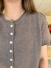 Eleanor Short Sleeve Sweater Cardigan - Mocha