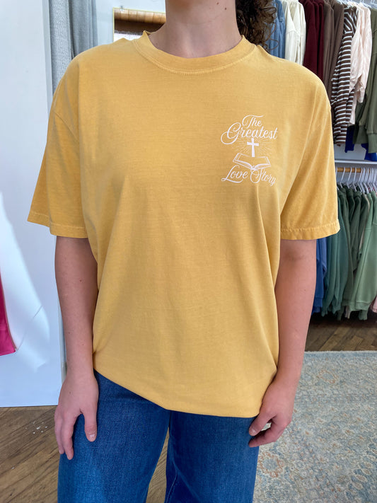 Greatest Love Story Tee - Mustard