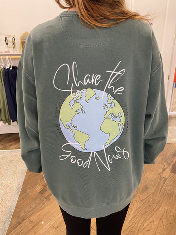 Share the Good News Sweatshirt - Blue Spruce