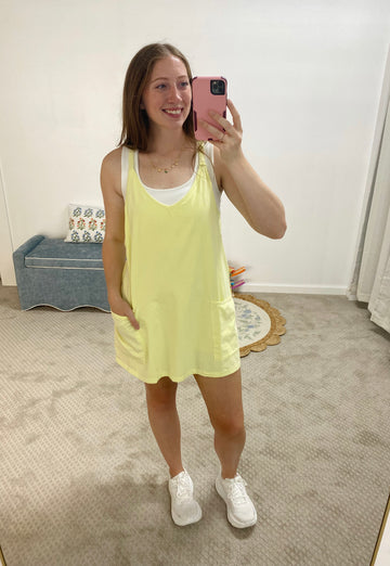 Skylar Washed Romper Dress - Yellow