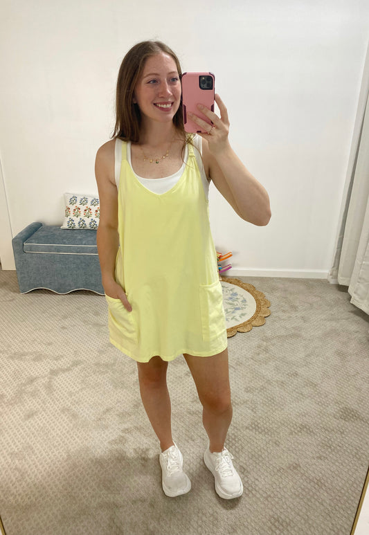 Skylar Washed Romper Dress - Yellow