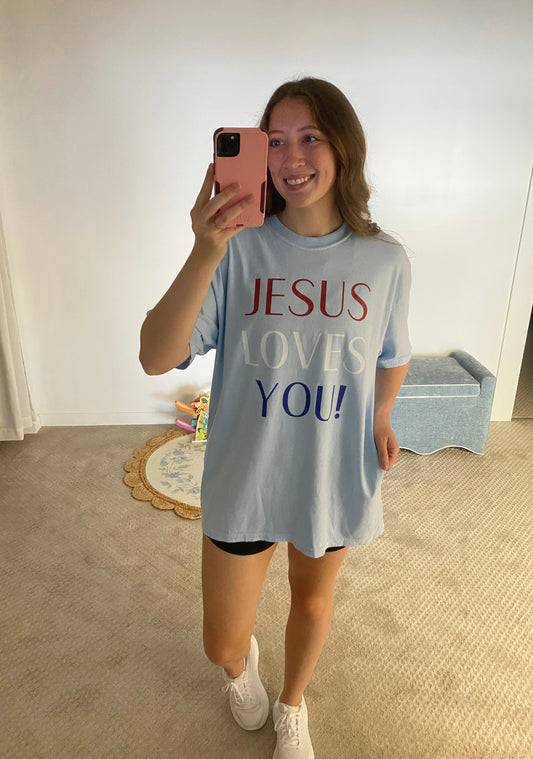 Jesus Loves You! Tee - Chambray