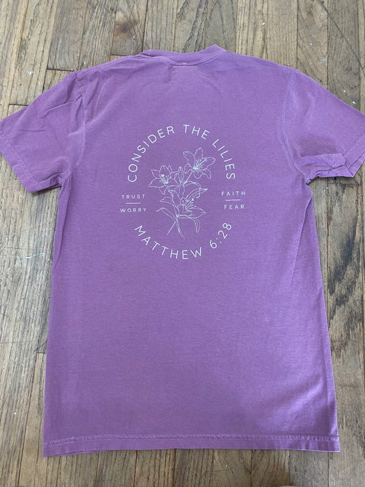 Consider the Lilies Tee - Berry
