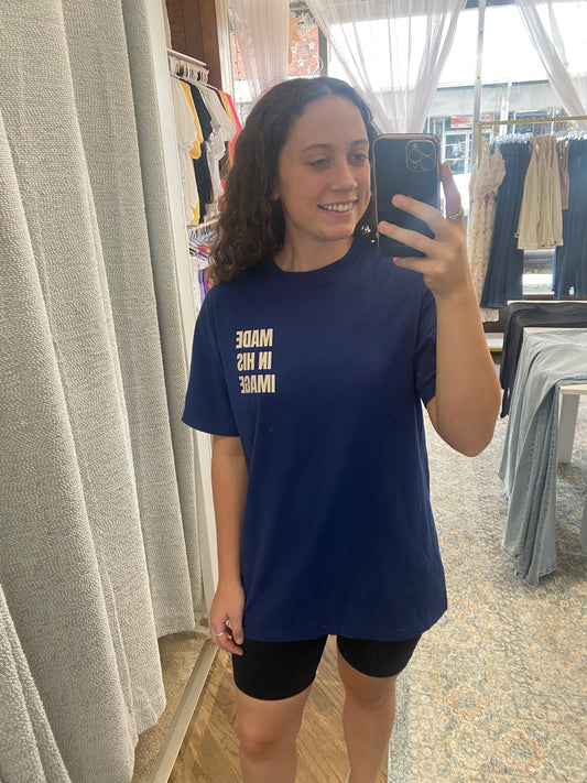 Made in His Image Tee - Navy