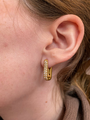 Evelyn Crystal Link Hoops - Gold