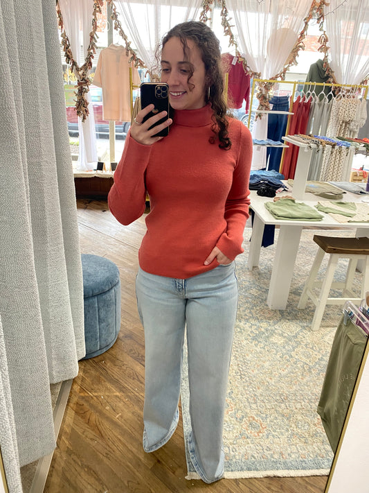 Katrina Turtle Neck Top - Dusty Red Top