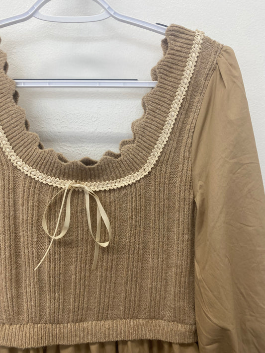 Cassie Sweater Mix Mini Dress - Tan