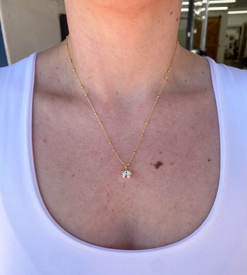 Lexi Oval Cut Spark Pendant Necklace - Gold