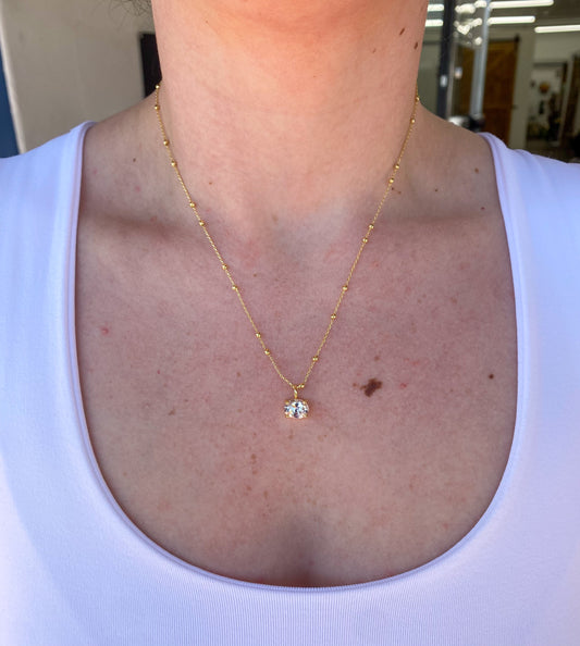 Lexi Oval Cut Spark Pendant Necklace - Gold
