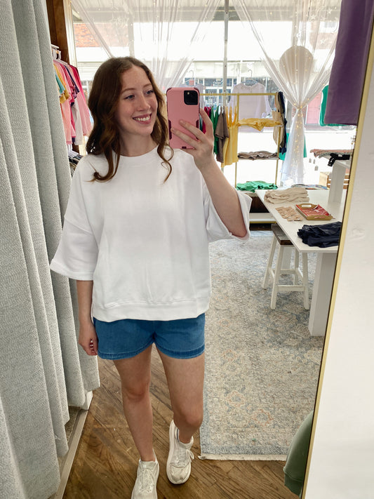 Kendra Drop Shoulder Top - White