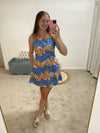 Madison Floral Print Mini Dress - Blue Multi
