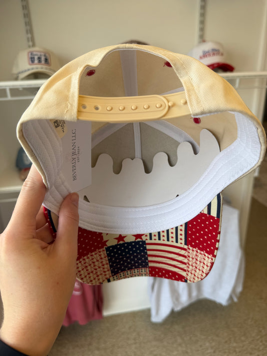 ONE NATION UNDER GOD Embroidered Patchwork Brim Trucker Hat