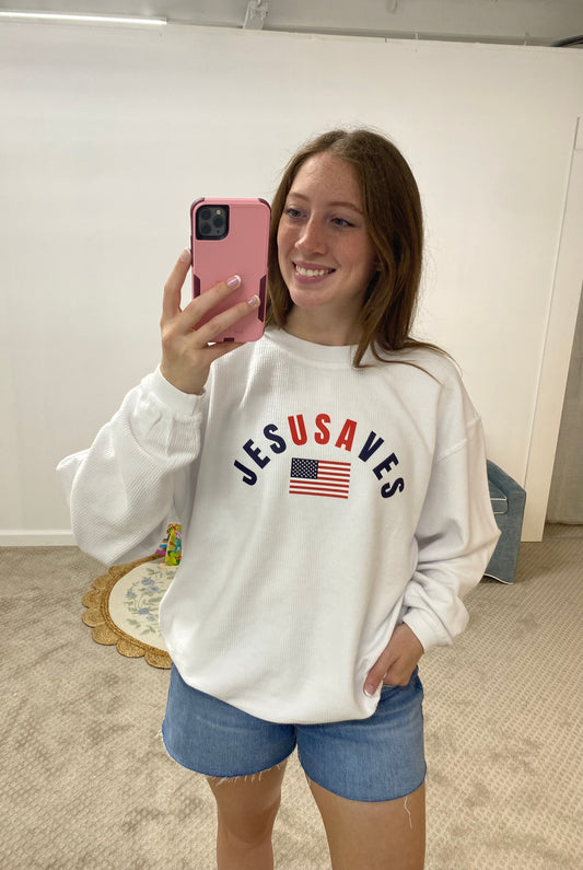 Jesus USA Corded Sweatshirt - White