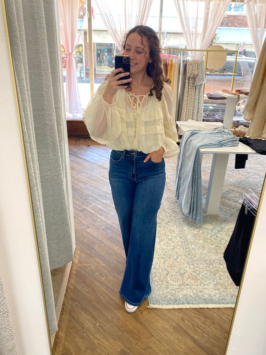 Elizabeth Ballon Sleeve Top - Ivory