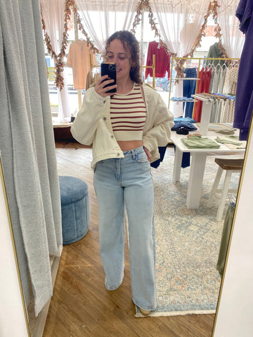 Sara-Quinn Striped Tank - Chestnut Cream