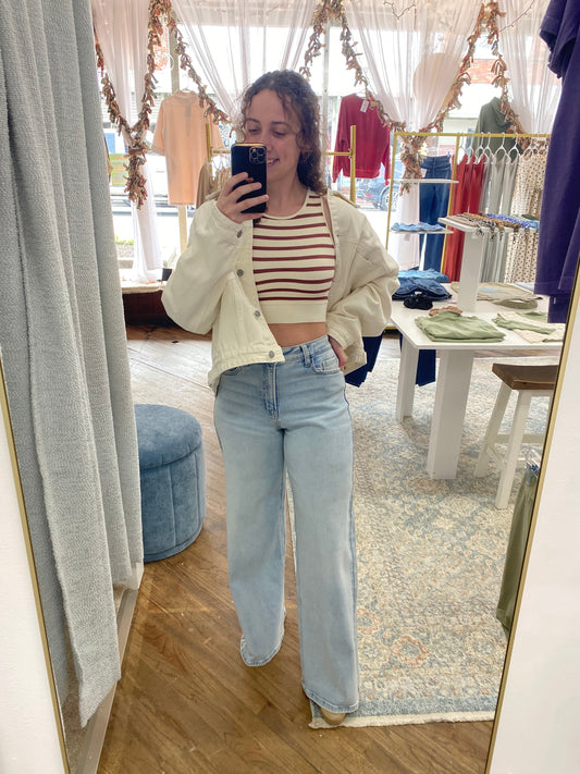 Sara-Quinn Striped Tank - Chestnut Cream