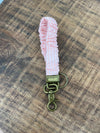 Pink and Coral Striped Keychain