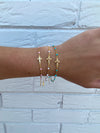 Sadie Dainty Cross Bracelet with Pink Color Dots