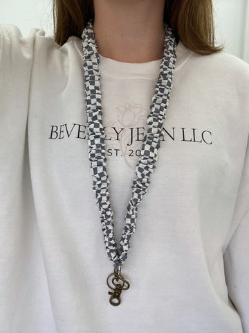 Madalynn Grey Checkered Lanyard