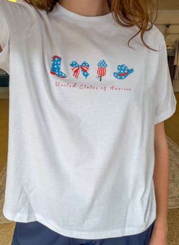 USA! Boxy Tee - White